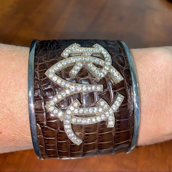 Ralph Lauren Collection * Fall '05 Crystal Logo Sterling Alligator Cuff Bracelet - Picture 15 of 16